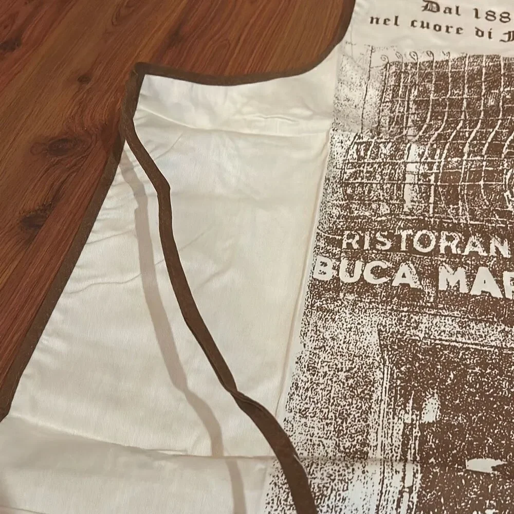 NEW Buca Mario Italy famous restaurant apron Ron cream brown Florence Italy fire